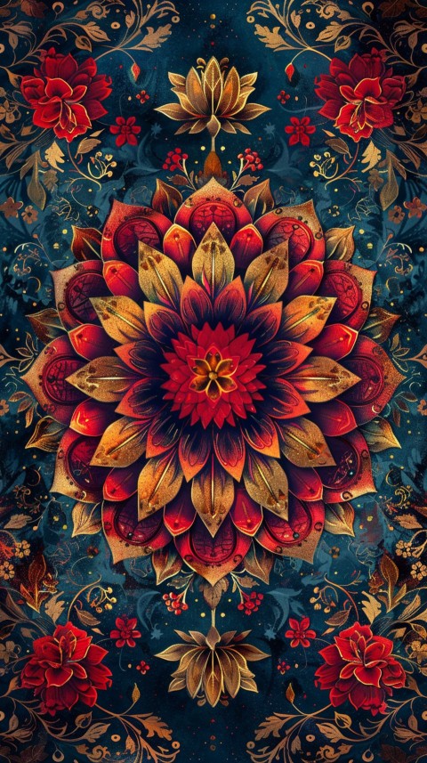 Mandala Style Aesthetic Art Colorful Flower Design Pattern (360)