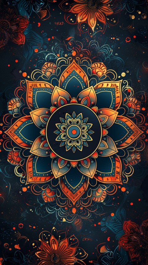 Mandala Style Aesthetic Art Colorful Flower Design Pattern (407)