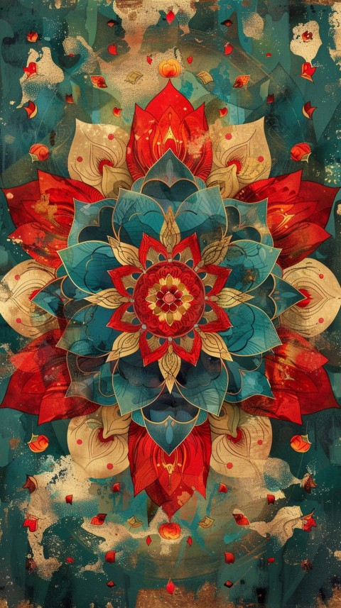 Mandala Style Aesthetic Art Colorful Flower Design Pattern (413)
