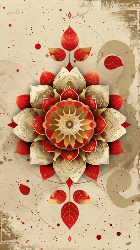 Mandala Style Aesthetic Art Colorful Flower Design Pattern (405)
