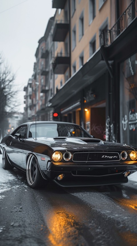 Black Dodge Challenger Car Aesthetics (1057)