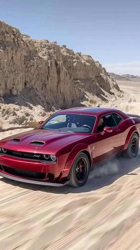 Red Dodge Challenger Car Aesthetics (22)