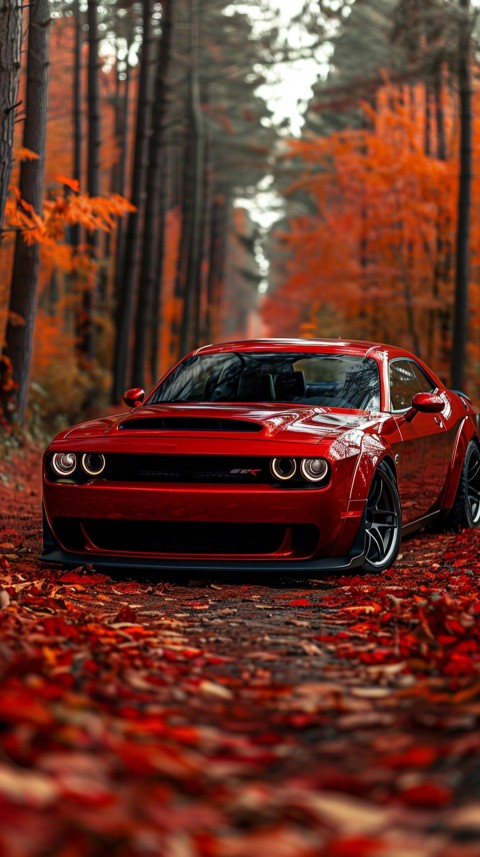 Red Dodge Challenger Car Aesthetics (713)