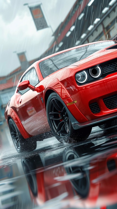 Red Dodge Challenger Car Aesthetics (763)