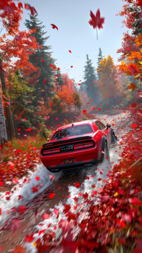 Red Dodge Challenger Car Aesthetics (787)