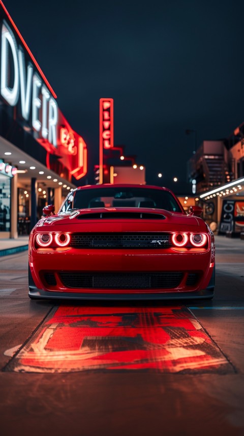 Red Dodge Challenger Car Aesthetics (878)