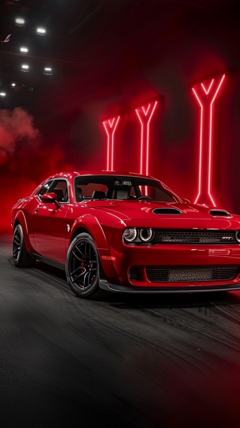 Red Dodge Challenger Car Aesthetics (926)