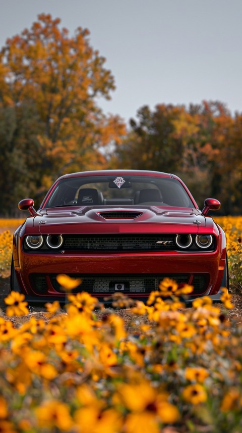 Red Dodge Challenger Car Aesthetics (921)