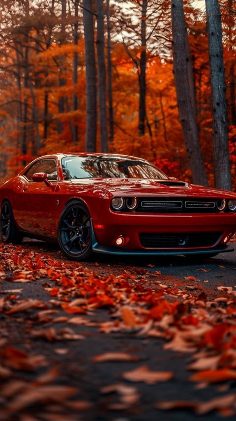 Red Dodge Challenger Car Aesthetics (901)