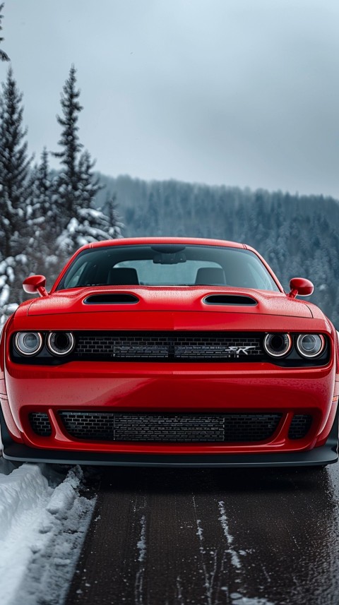 Red Dodge Challenger Car Aesthetics (971)