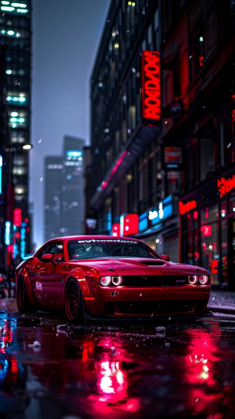 Red Dodge Challenger Car Aesthetics (987)