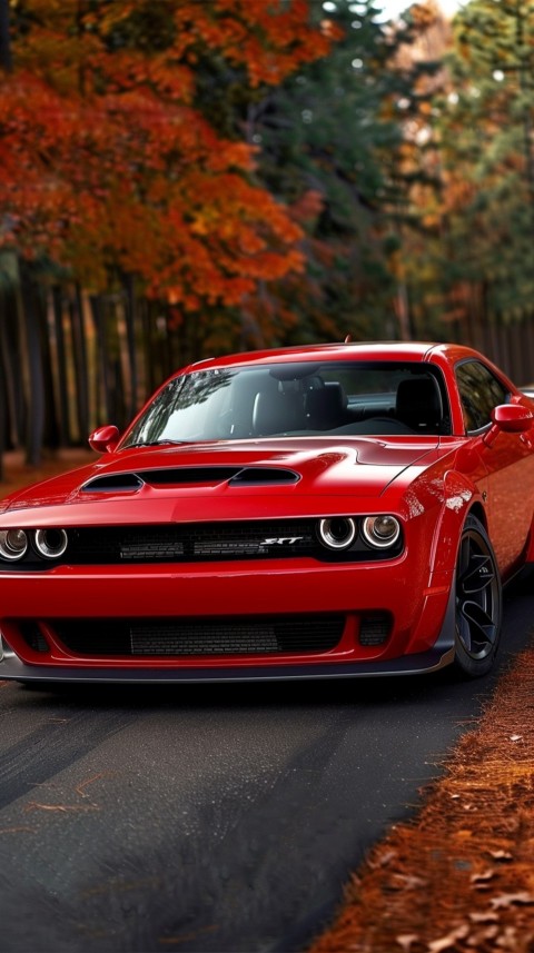 Red Dodge Challenger Car Aesthetics (1013)