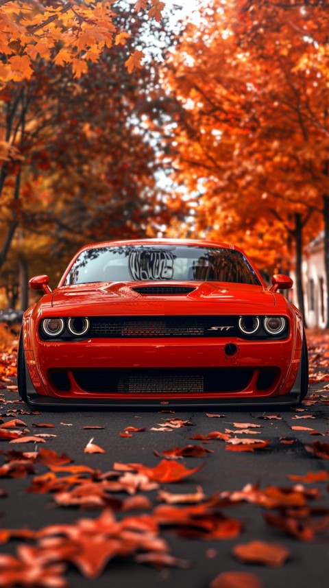 Red Dodge Challenger Car Aesthetics (1017)