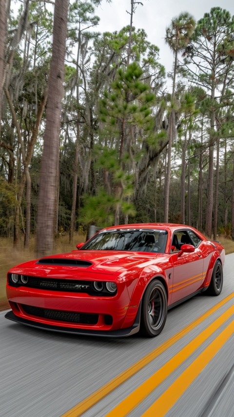 Red Dodge Challenger Car Aesthetics (1043)