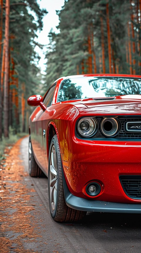 Red Dodge Challenger Car Aesthetics (1055)