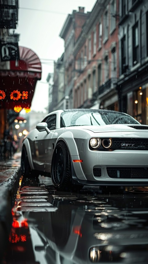 White Dodge Challenger Car Aesthetics (39)