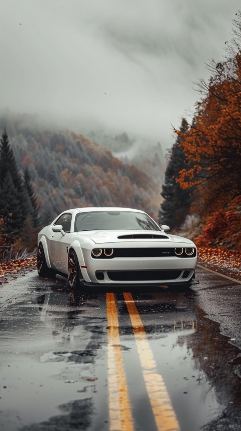 White Dodge Challenger Car Aesthetics (45)