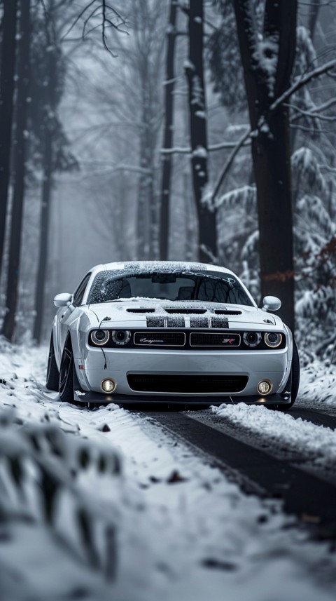 White Dodge Challenger Car Aesthetics (26)