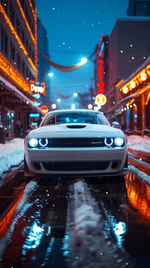 White Dodge Challenger Car Aesthetics (37)