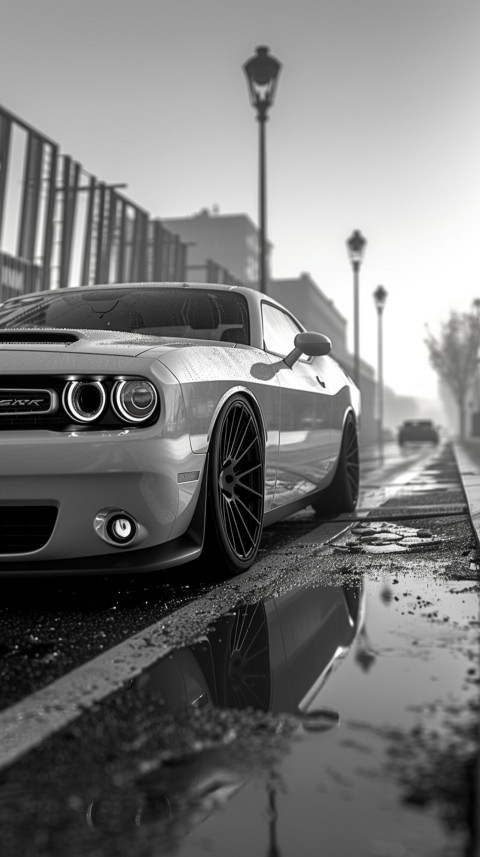 White Dodge Challenger Car Aesthetics (75)