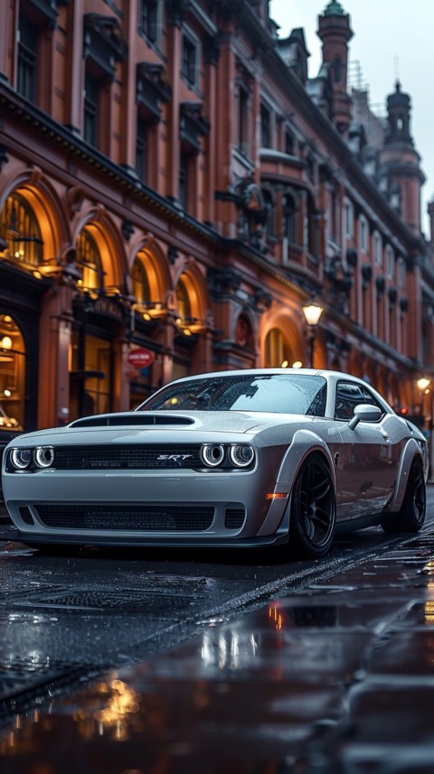 White Dodge Challenger Car Aesthetics (58)