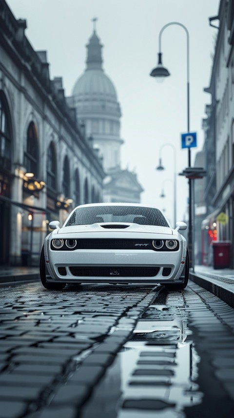 White Dodge Challenger Car Aesthetics (166)