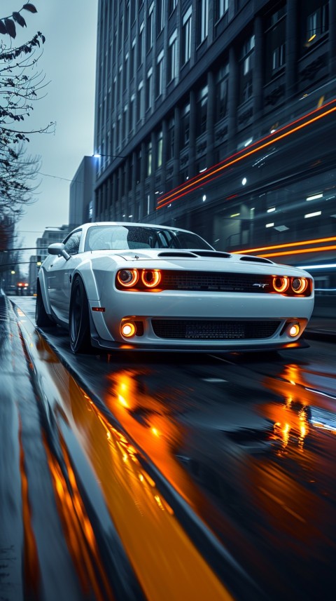 White Dodge Challenger Car Aesthetics (161)