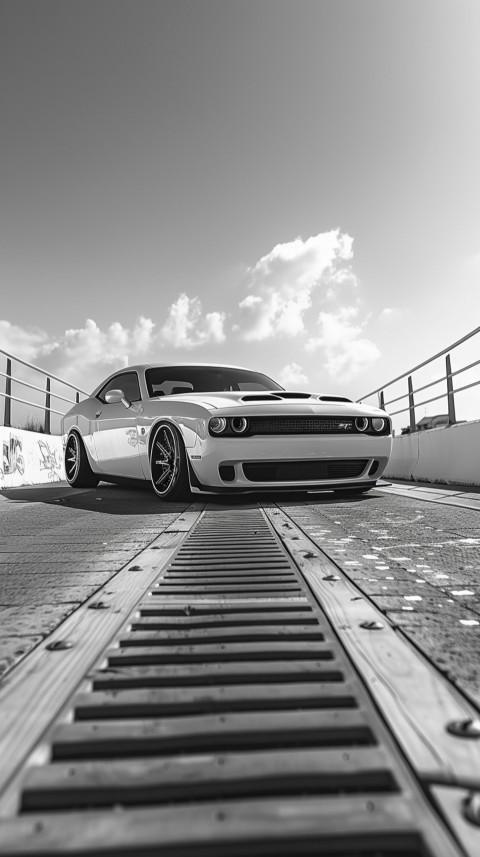 White Dodge Challenger Car Aesthetics (141)