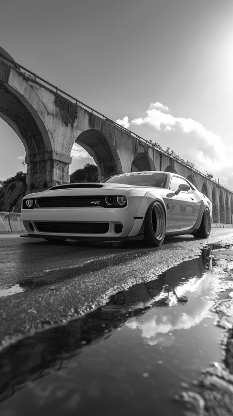 White Dodge Challenger Car Aesthetics (174)