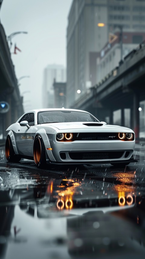 White Dodge Challenger Car Aesthetics (152)