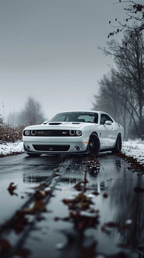 White Dodge Challenger Car Aesthetics (167)