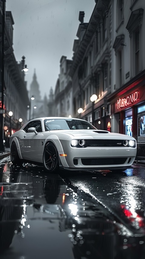 White Dodge Challenger Car Aesthetics (164)