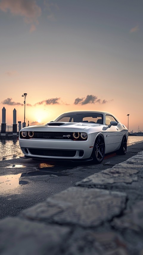 White Dodge Challenger Car Aesthetics (169)