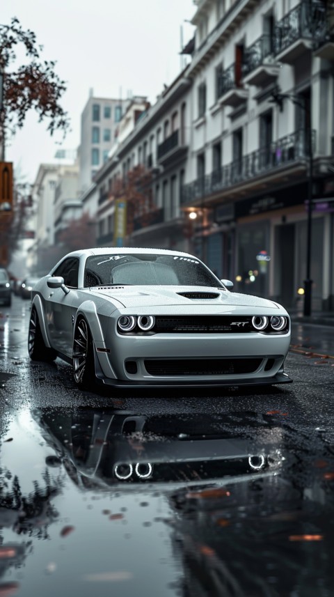 White Dodge Challenger Car Aesthetics (153)