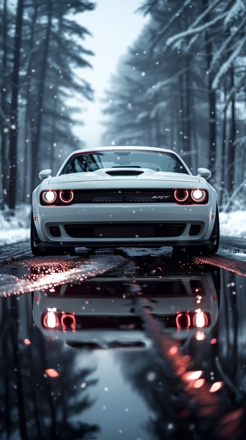 White Dodge Challenger Car Aesthetics (163)