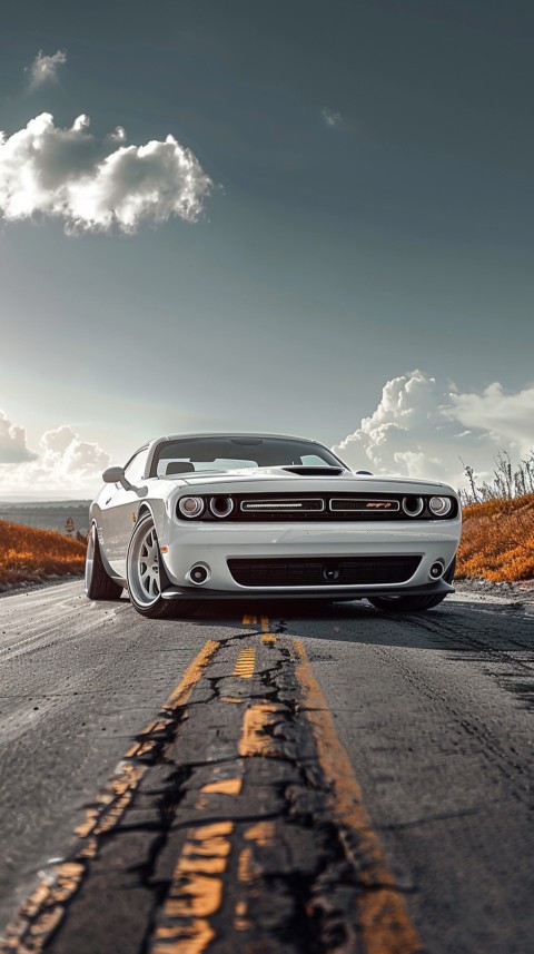 White Dodge Challenger Car Aesthetics (179)