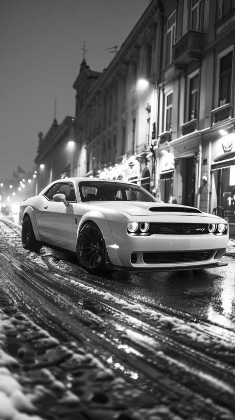 White Dodge Challenger Car Aesthetics (162)