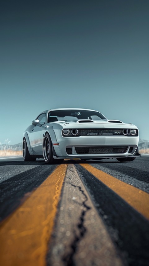 White Dodge Challenger Car Aesthetics (148)