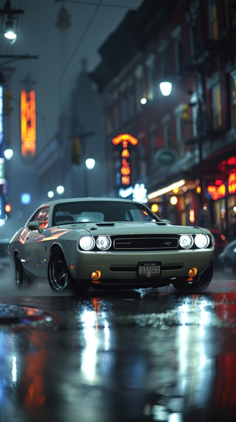 White Dodge Challenger Car Aesthetics (194)