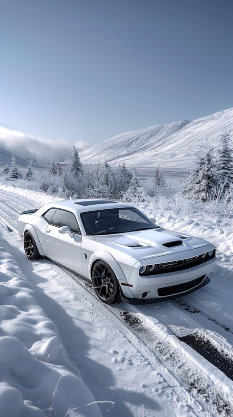 White Dodge Challenger Car Aesthetics (209)