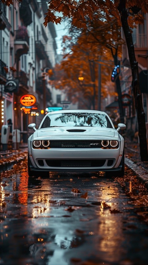 White Dodge Challenger Car Aesthetics (204)