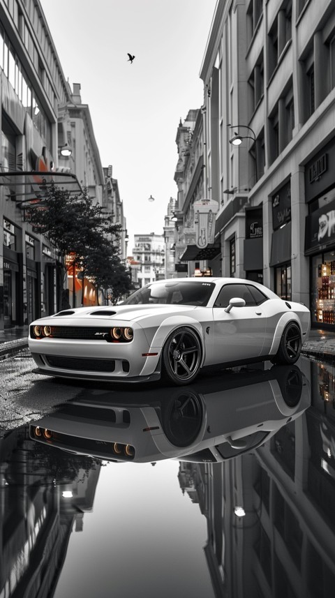 White Dodge Challenger Car Aesthetics (225)