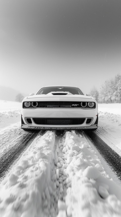 White Dodge Challenger Car Aesthetics (232)