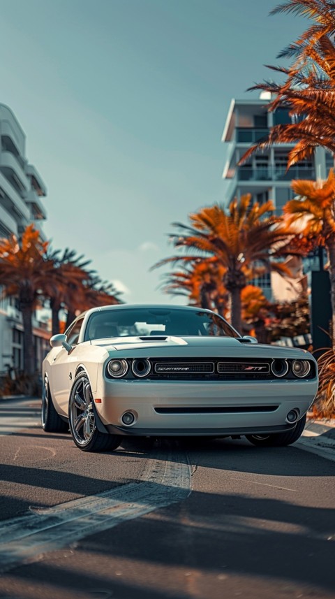 White Dodge Challenger Car Aesthetics (238)