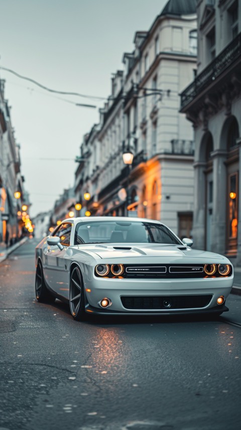 White Dodge Challenger Car Aesthetics (227)