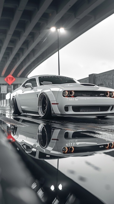 White Dodge Challenger Car Aesthetics (234)