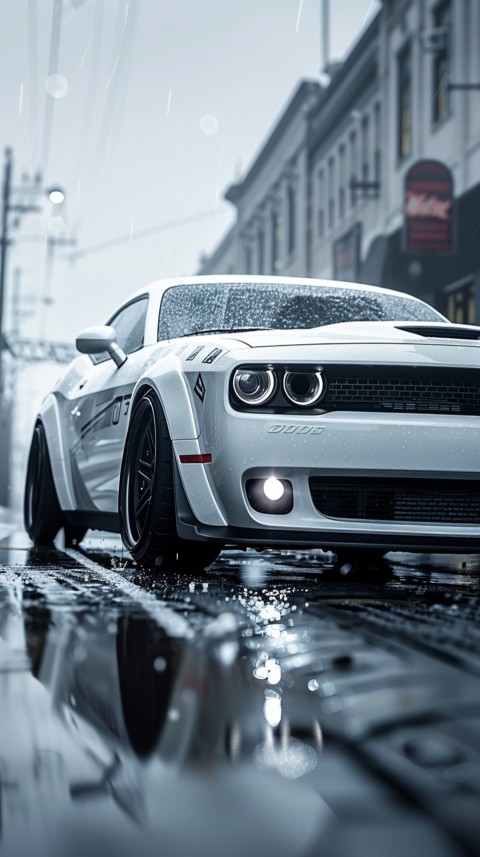 White Dodge Challenger Car Aesthetics (255)