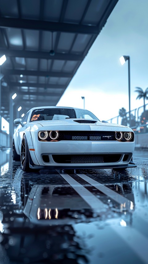 White Dodge Challenger Car Aesthetics (277)