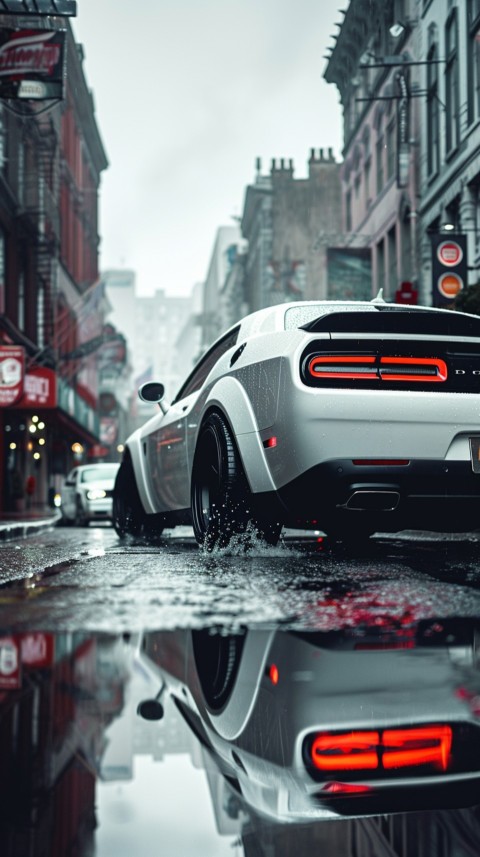 White Dodge Challenger Car Aesthetics (293)