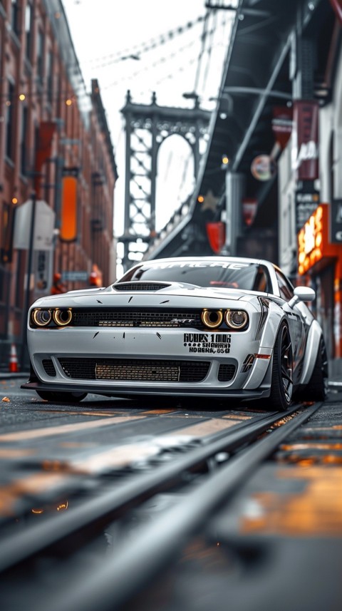 White Dodge Challenger Car Aesthetics (305)